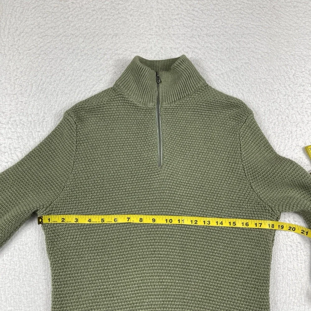 J Crew Sweater Mens Medium Green 1/4 Zip Pullover Gorp Cabin‎ Teacher Dad Office